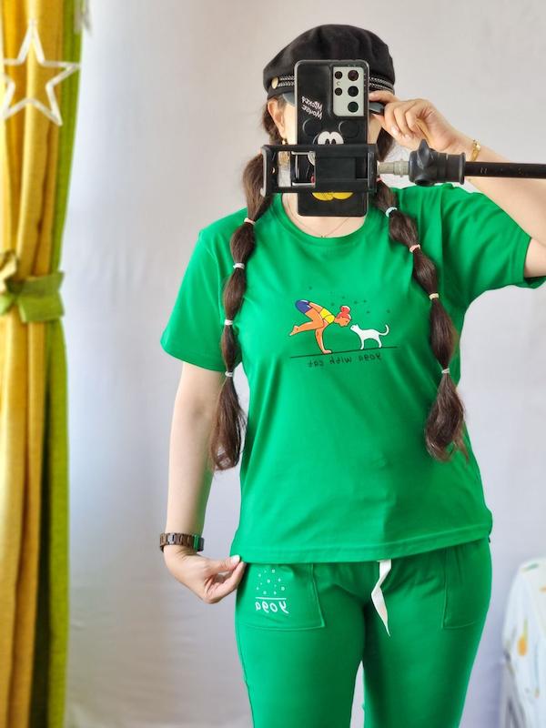 ست تیشرت شلوارک گربه یوگا کد 110