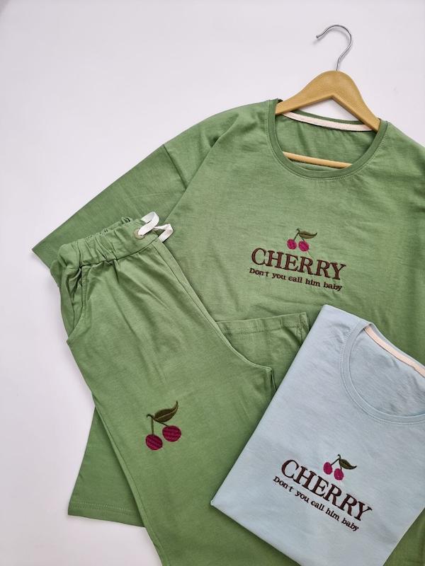 ست تیشرت شلوار بگی و لانگ cherry 🍒 کد ۶۶۵