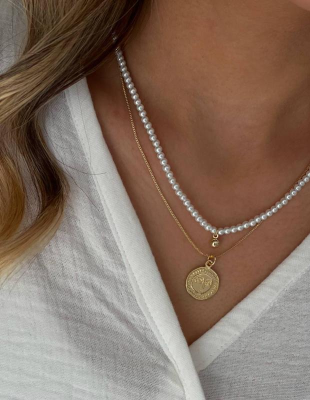 گردنبند دو ردیف مروارید صورتک