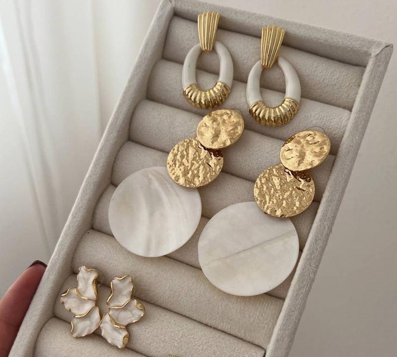 گوشواره سفید گلد