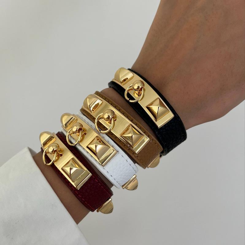 دستبند چرم پهن هرمس