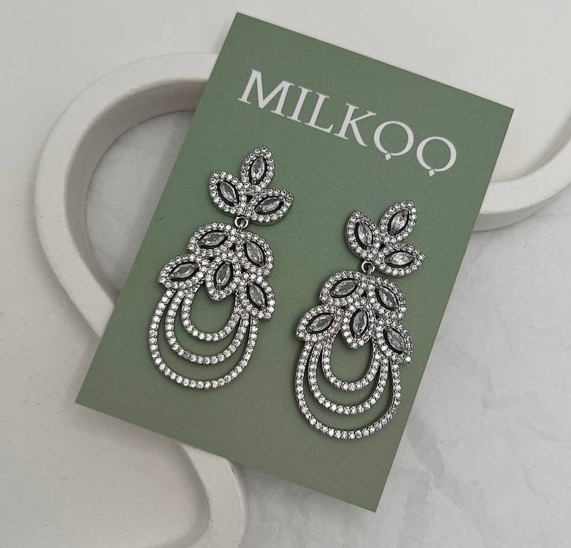 گوشواره جواهری طرح برگ