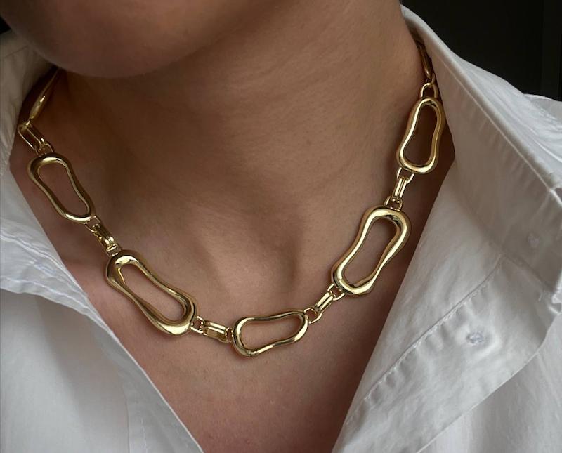 گردنبند بیضی دفرمه گلد