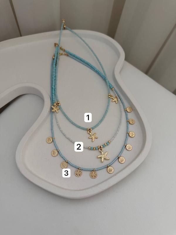 گردنبند تابستونی آبی