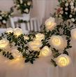 ریسه برگ و رز سفید چراغدار 