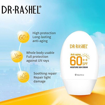 کرم ضد آفتاب ضد پیری و رطوبتی دکتر راشل با SPF 60 ++ 60 گرم