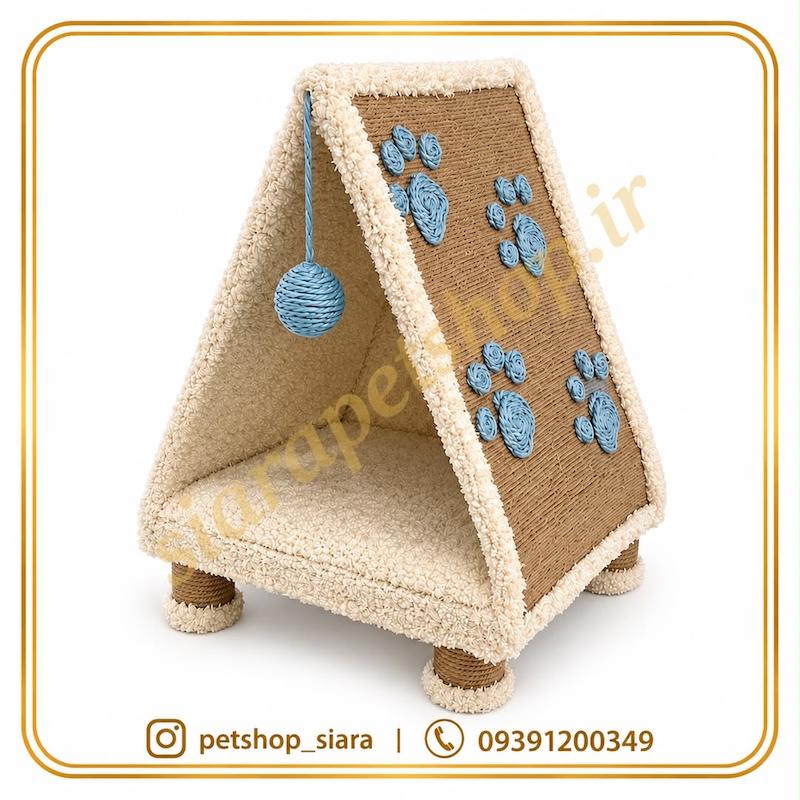 اسکرچر و جای خواب مثلثی گربه با توپ آویز