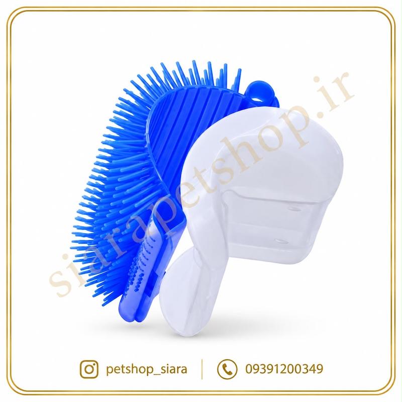 برس دیواری ماساژ گربه کت‌نیپ‌دار و جمع‌کننده مو