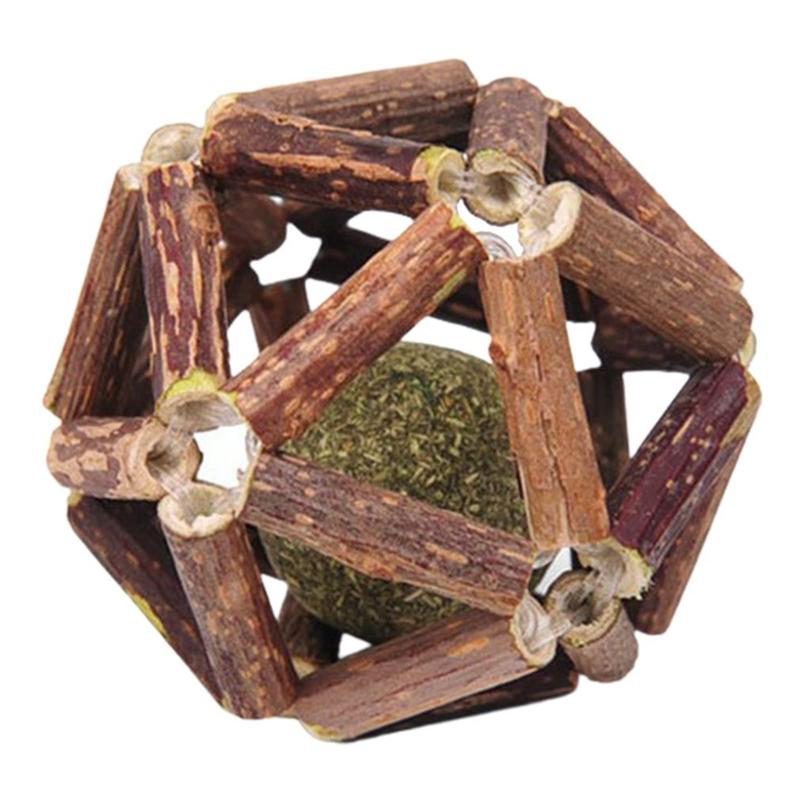 اسباب بازی گربه توپ چوبی کت نیپ دار