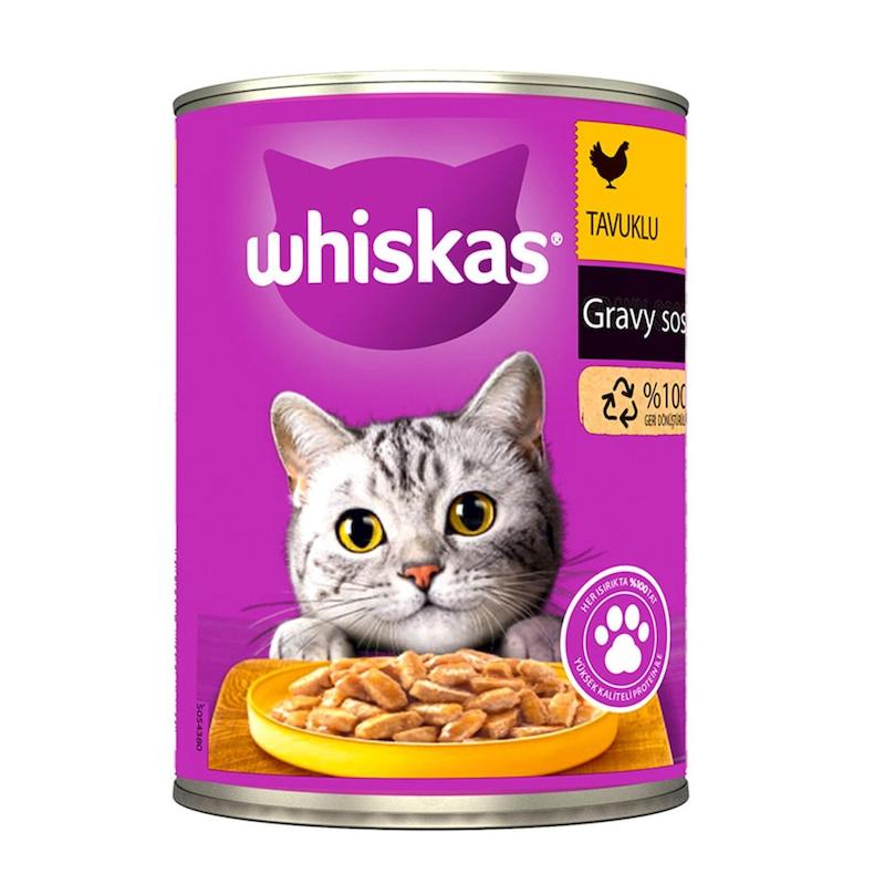 کنسرو گربه ویسکاس با طعم مرغ در سس Whiskas Canned Adult Wet Cat Food With Chicken In Gravy