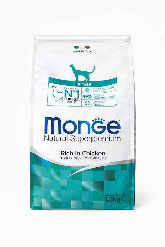 غذای خشک گربه مونژه هیربال با طعم مرغ Monge Hairball بسته بندی ۱.۵ کیلوگرمی