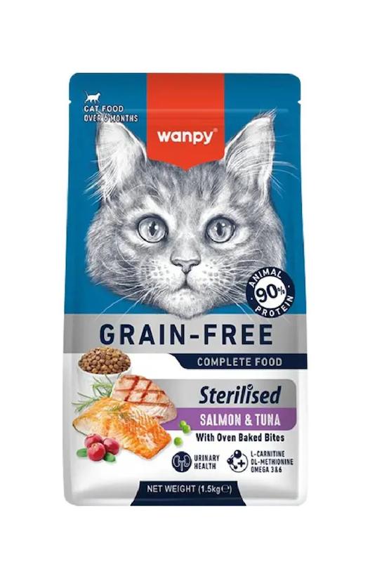 غذای خشک ونپی  عقیم شده طعم تن و سالمون بسته بندی یک و نیم کیلوگرمی Wanpy Cat Dry Food Sterilised Salmon & Tuna