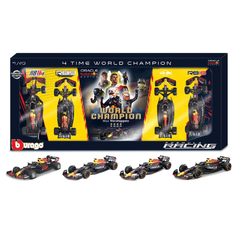 ست 4 عدد ماکت بوراگو ردبول مقیاس 1:43 Bburago F1 Red Bull 4 Times World Champion (بصورت پیش فروش)  