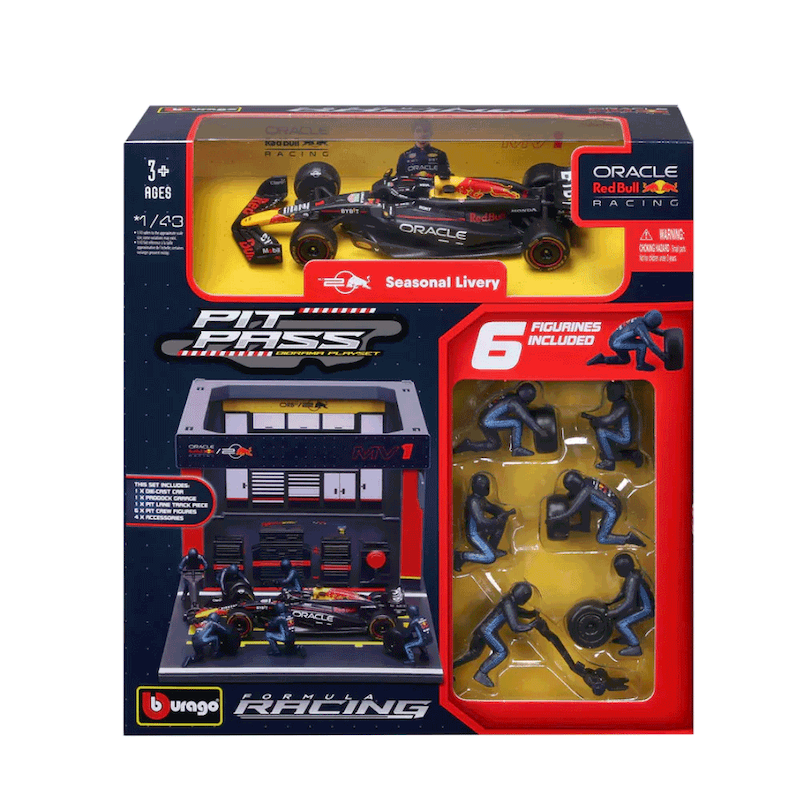 ماکت Pit Pass بوراگو ردبول RB20 شماره 1# مقیاس 1:43 Bburago F1 Red Bull Racing RB20 2024 Pit Pass Diorama Max Verstappen