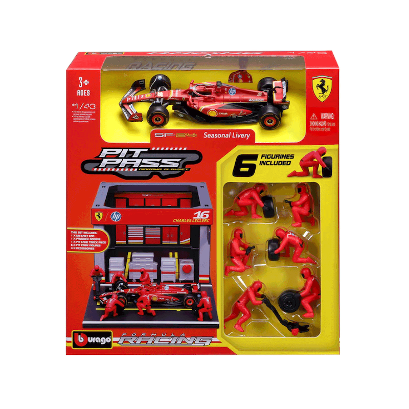 ماکت Pit Pass بوراگو فراری SF-24 مقیاس 1:43 Bburago F1 Ferrari F1 Team SF-24 Pit Pass Diorama Charles Leclerc