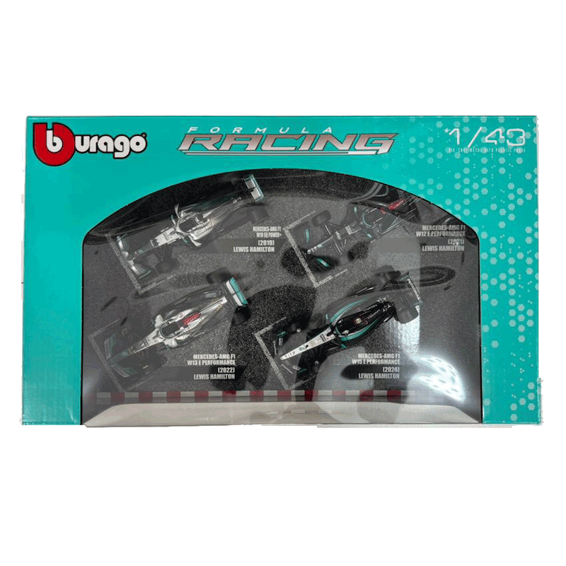 ست 4 عدد ماکت بوراگو فرمول یک مرسدس بنز لوییس همیلتون مقیاس 1:43 Bburago MERCEDES 