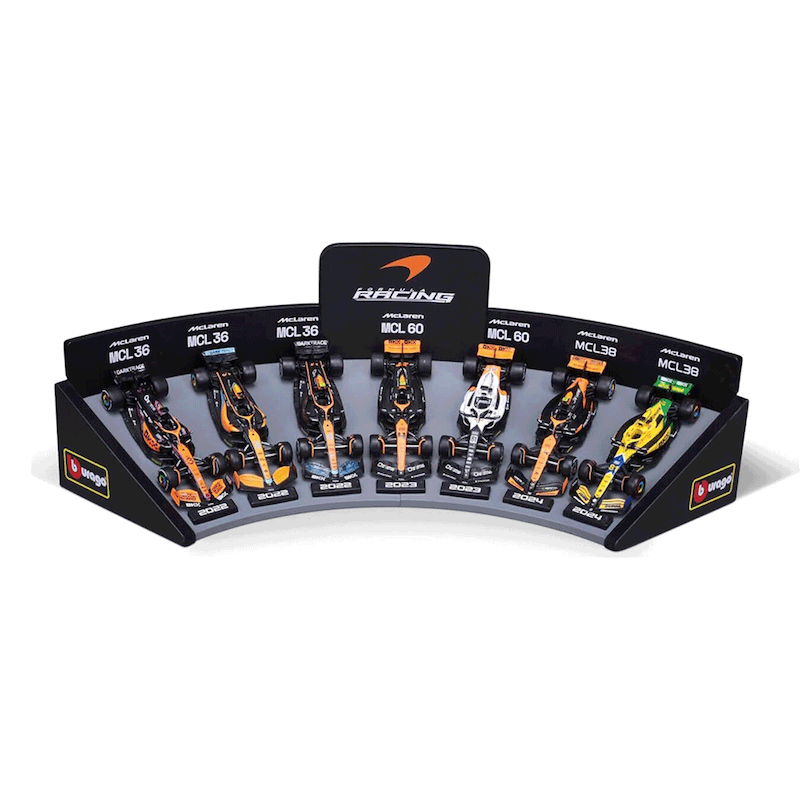 مجموعه خودروهای مک‌لارن7عدد بوراگو Bburago - McLaren F1 7 Car Collection with Display
