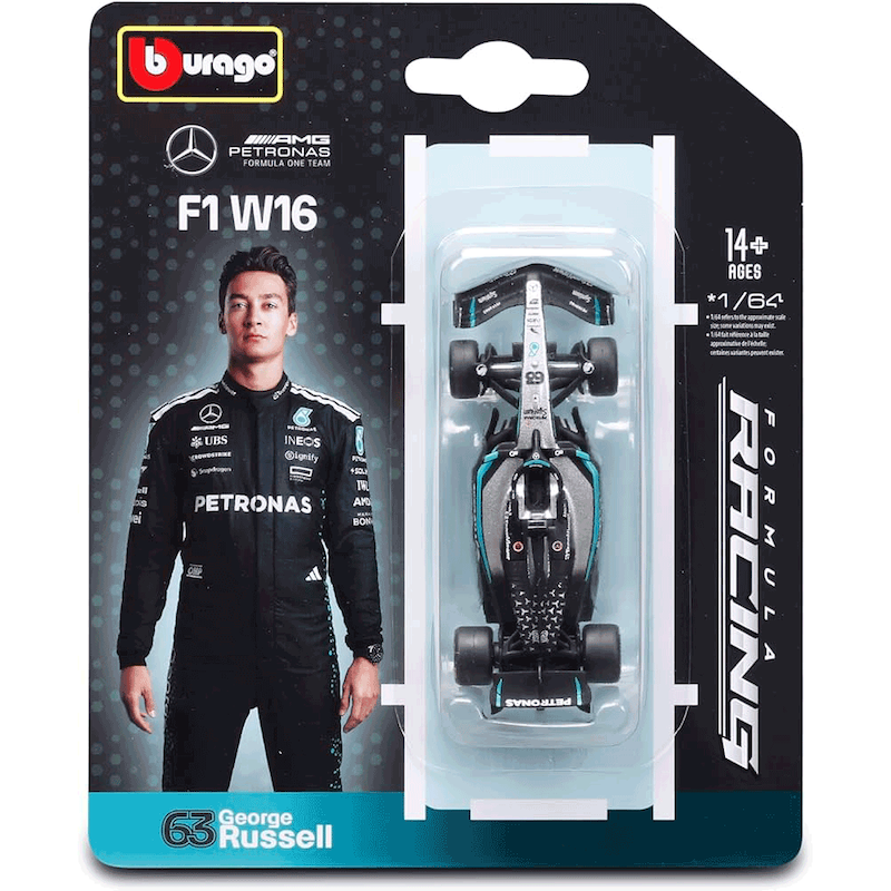 ماکت بوراگو فرمولا وان مرسدس بنز 1:64 Bburago F1 Mercedes-AMG F1 W16 2025#63