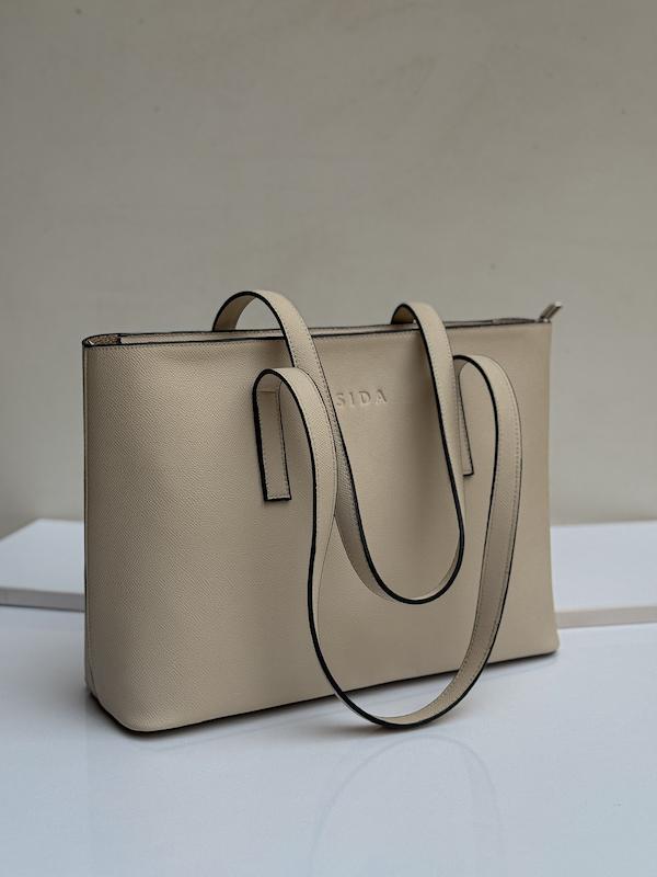 کیف دوشی زیپ دار رنگ کرم