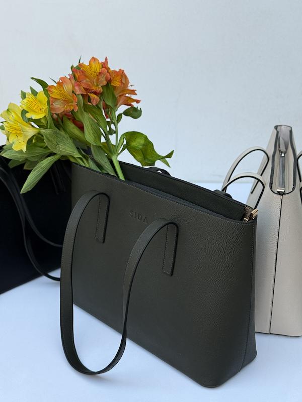 کیف دوشی زیپ دار رنگ سبز یشمی