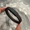 دستبند چرم و استیل بافت {کد۵۴۹}