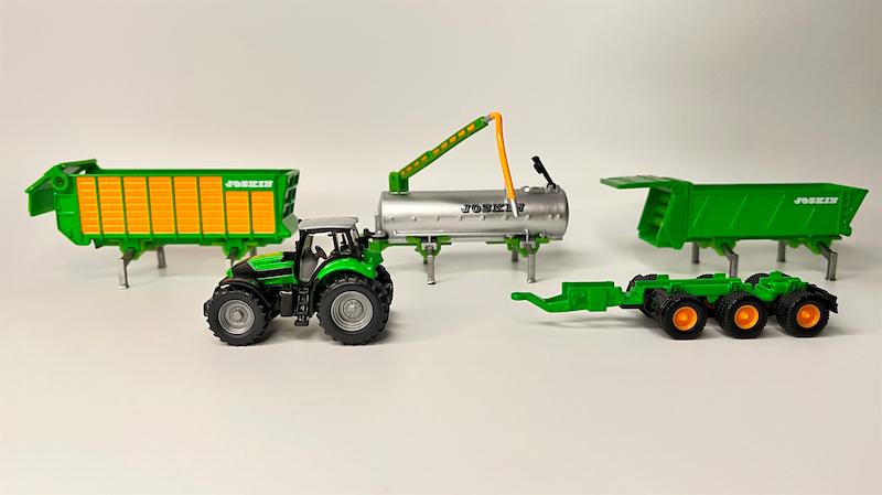 ماکت فلزی تراکتور دویتز فار Agrotron X720 با ست تریلرهای Joskin سیکو _siku1848