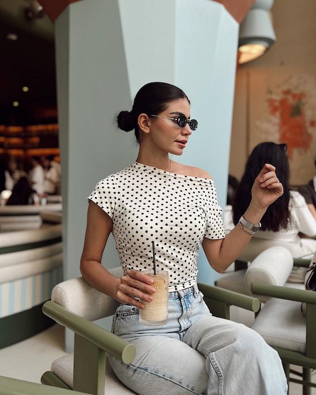 تیشرت خال خالی دوحالته