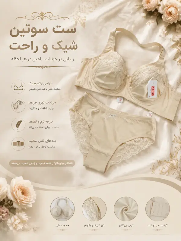 ست نخی شمشیری کرم رنگ  تک فروشی
