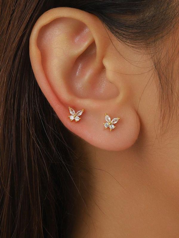 گوشواره پروانه نگین دار