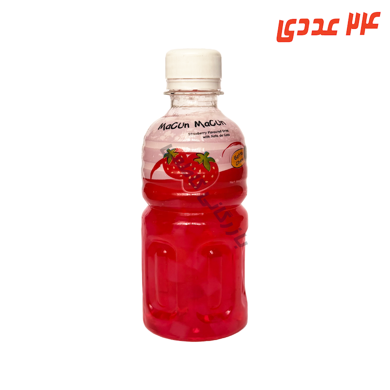 نوشیدنی توت فرنگی با تکه نارگیل بطری 320 میلی لیتر مکون مکون