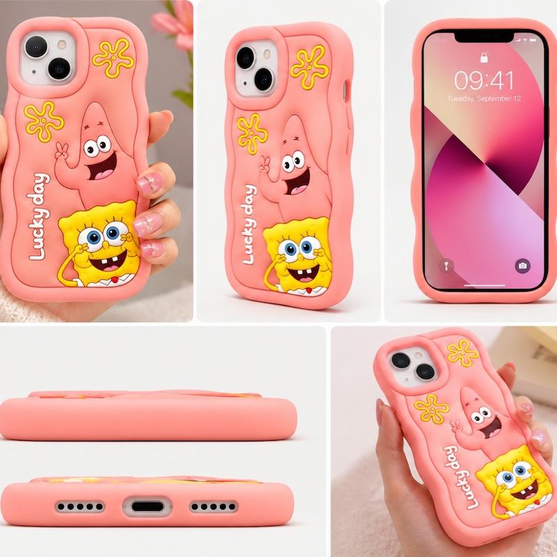 قاب سیلیکونی فانتزی باب‌ اسفنجی مناسب برای Iphone 13ProMax