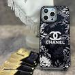 قاب Chanel گلدار مشکی مناسب برای iPhone 15 ProMax