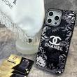 قاب Chanel گلدار مشکی مناسب برای iPhone 15 ProMax