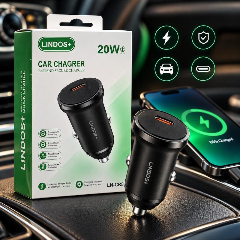 شارژر فندکی 20 وات LINDOS+ مدل LN-CR8