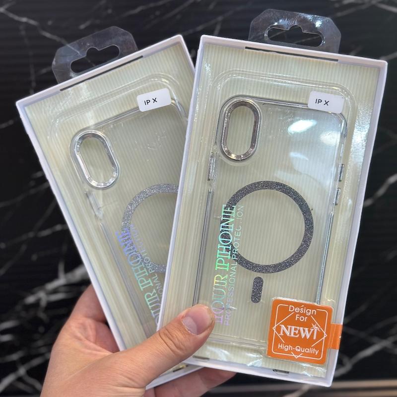 قاب شیشه مگسیف دار نگینی Iphone X/Xs