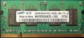 رم DDR2 لپ تاپ SAMSUNG 512MB 667MHz 2RX16 PC2-4200 