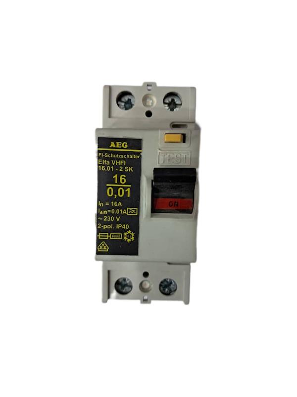 کلید محافظ جان 2 پل AEG مدل Elfa VHFI - جریان 16 آمپر و حساسیت 0.01 آمپر