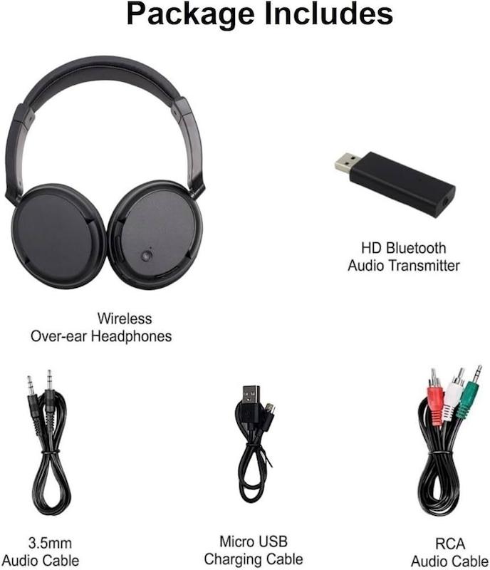 هدفون بی‌سیم روگوشی به همراه فرستنده بلوتوث USB مدل HD Wireless Headphones