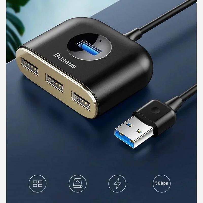 هاب 4 پورت USB باسئوس مدل CAHUB-AY01 | انتقال اطلاعات 5Gbps و افزایش پورت لپ‌تاپ