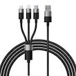 کابل شارژ 1 به 3 MicroUSB+lightning+Type-C باسئوس CAXS000001 طول 1.2 متر
