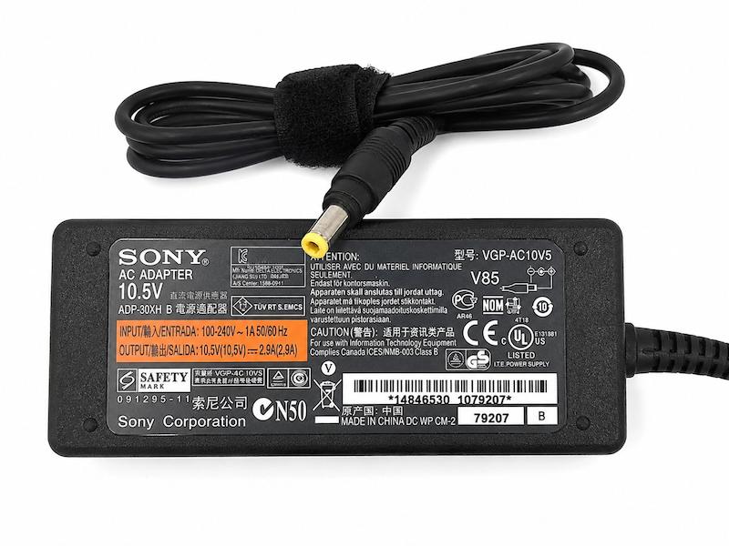 شارژر لپ تاپ سونی Sony Vaio 10.5V 2.9A مدل VGP-AC10V5 سوکت زرد