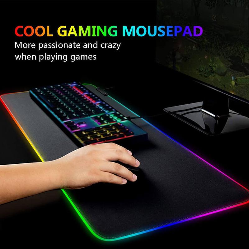 ماوس پد گیمینگ RGB مدل 80×30 | پد بزرگ کیبورد و ماوس با نورپردازی RGB