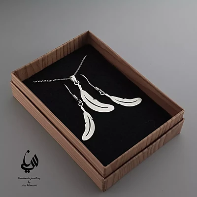 نیم ست نقره طرح پر
