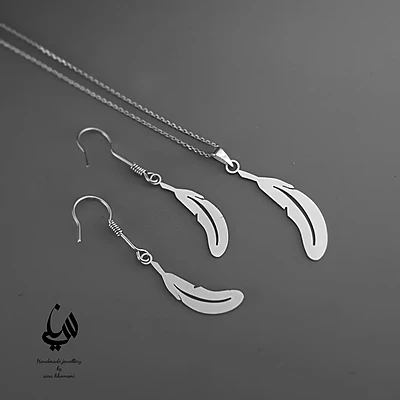 نیم ست نقره طرح پر
