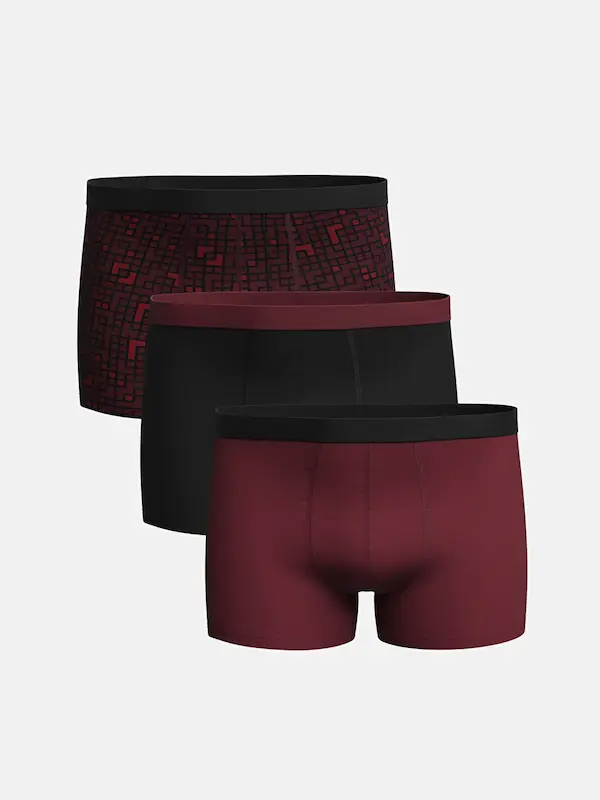 پک ۳ عددی شورت مردانه السی وایکیکی LC WAIKIKI مدل  Standard Fit Cotton Stretch Burgundy 