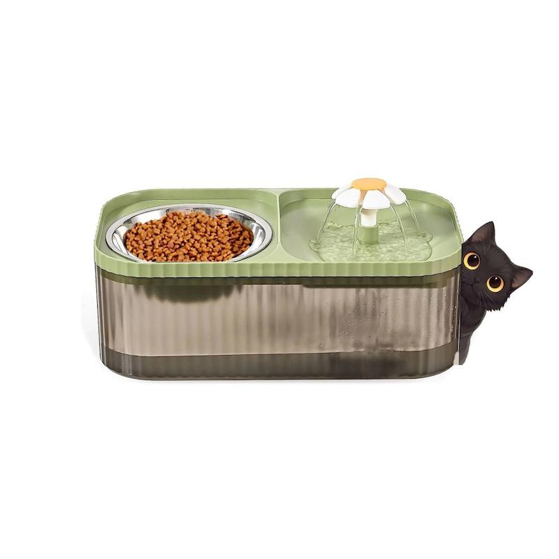 آبخوری دوقلو فواره ای اتوماتیک و ظرف غذا (سگ و گربه)
