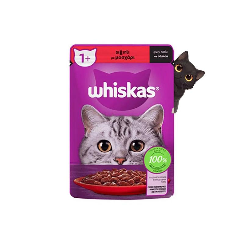 پوچ گربه ویسکاس طعم گوشت گاو  85 گرم