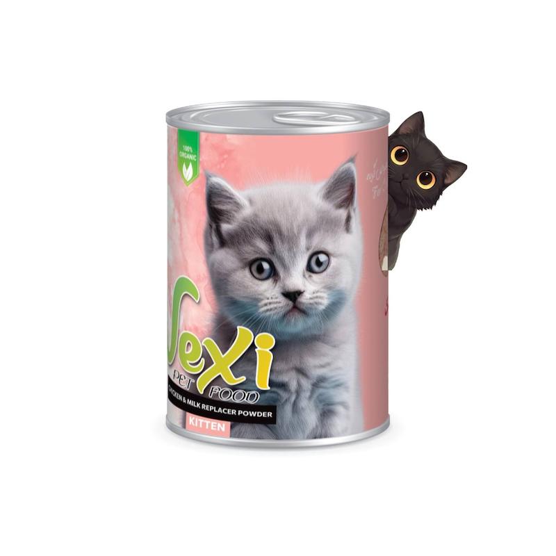 کنسرو بچه گربه وکسی طعم مرغ و شیرخشک 400 گرم