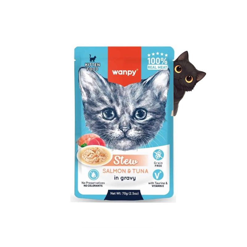 پوچ بچه گربه ونپی طعم ماهی تن و سالمون 70 گرم
