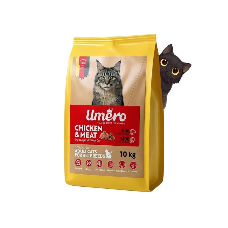 غذای خشک گربه بالغ اومرو umero طعم مرغ و گوشت وزن 10 کیلوگرم